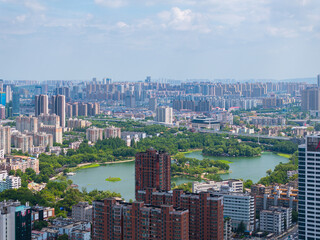 Fototapeta premium Skyline view of Wuhan City landmark