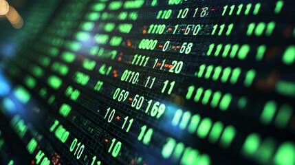 Fototapeta premium screen displaying fluctuating numbers, stock trader concept