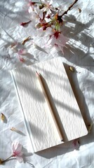 Digital desktop blank notebook pencil mockup scene poster background