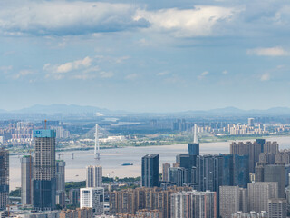 Fototapeta premium Skyline view of Wuhan City landmark