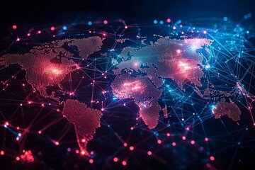 Global Digital Business Network Connection Illustration created with Generative AI
