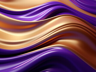 Naklejka premium Exceptional Wavy Golden and Purple Metallic Background