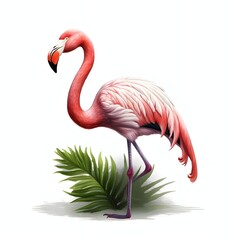 pink flamingo isolated on white