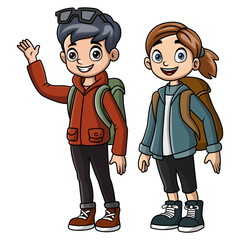 cute couple kids on an adventure