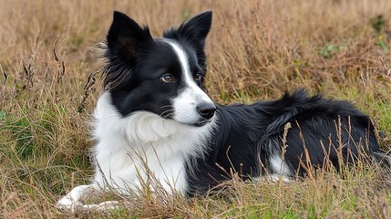 Fototapeta premium Border Collie with Tilted Head, Showcasing a Curious and Engaging Expression
