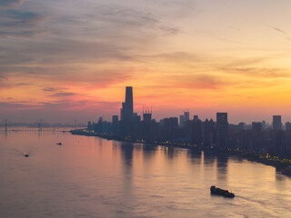 Skyline view of Wuhan City landmark