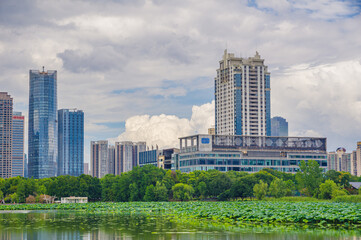 Fototapeta premium Skyline view of Wuhan City landmark