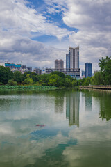Fototapeta premium Skyline view of Wuhan City landmark