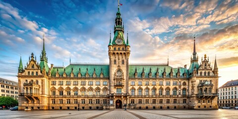 Fototapeta premium Historic Rathaus building in Hamburg, Germany , Hamburg, Rathaus, Deutschland, architecture, landmark, historic
