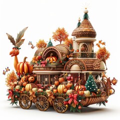 Fototapeta premium Fantasy Pumpkin Carriage with Autumnal Decorations.