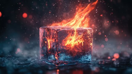 A Cube of Ice Burning with Fiery Flames