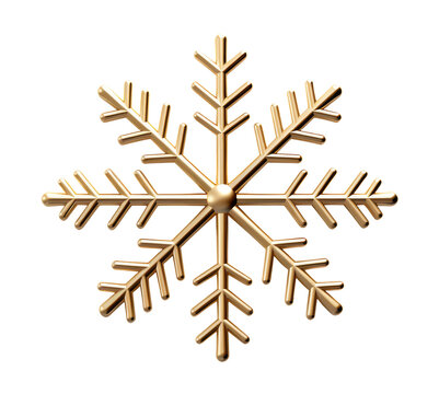 Gold snowflake isolated on transparent background