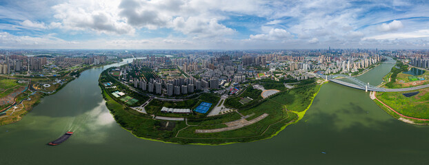 Skyline view of Wuhan City landmark