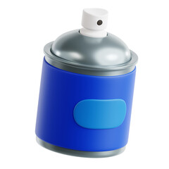 A blue spray can with a white cap