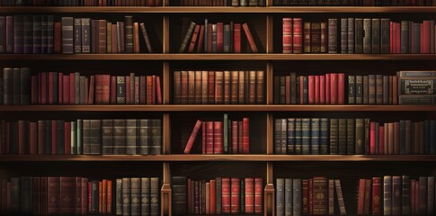 Organized Knowledge. Bookshelf background with a high level of detail on a plain background