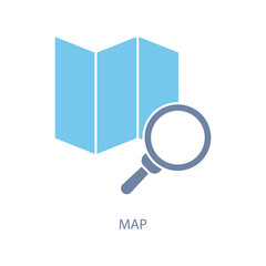 map concept line icon. Simple element illustration. map concept outline symbol design.