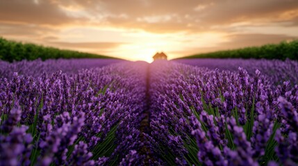 Lavender field at sunset