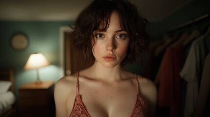 Intimate portrait of a thoughtful young woman