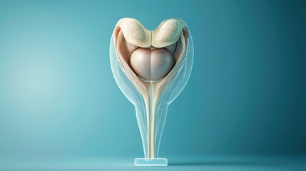 Obraz premium Anatomical model showcasing the muscular structure of the human body, emphasizing intricate design and educational detail.