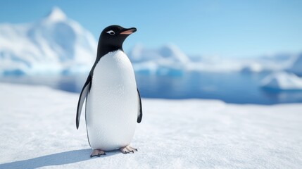 Obraz premium Adorable penguin in snowy landscape