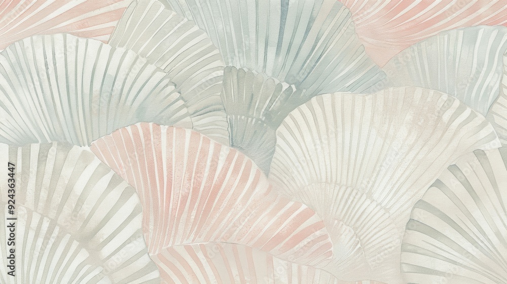 Poster the gentle rippling textures of fan shells create a whimsical and soothing pattern in this design wi