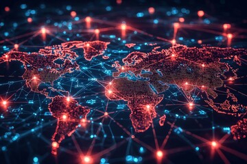 Global Digital Business Network Connection Illustration created with Generative AI