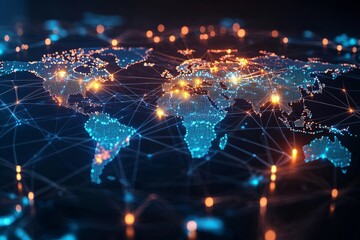 Global Digital Business Network Connection Illustration created with Generative AI