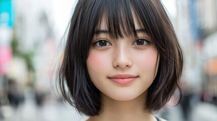 Fototapeta premium beautiful asian woman with black hair