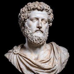 Detailed sculpture of a bearded man's face