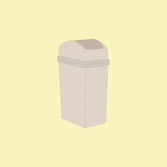 Dustbin waste vector illustration on yellow background.