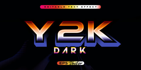 Editable Y2K retro text effect with futuristic 80s classic style dark