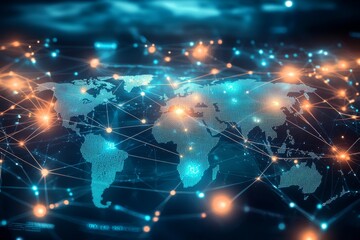 Obraz premium Global Digital Business Network Connection Illustration created with Generative AI