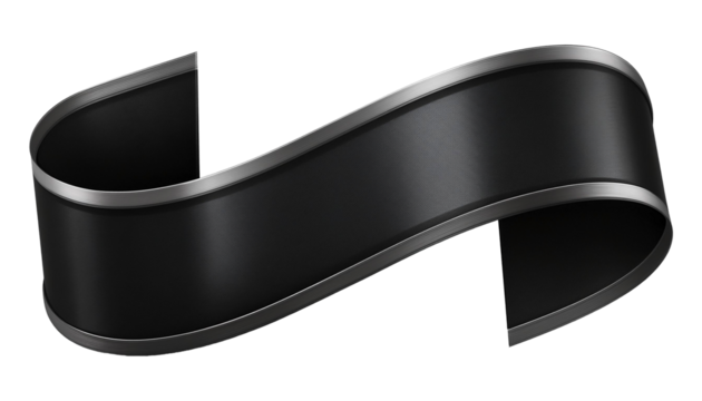 3D black Ribbon Label With Metallic Finish