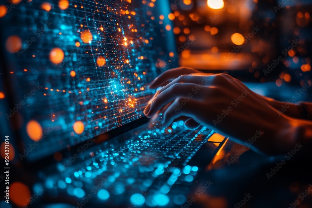Poster digital technology, internet network connection, big data, digital marketing iot internet of things 