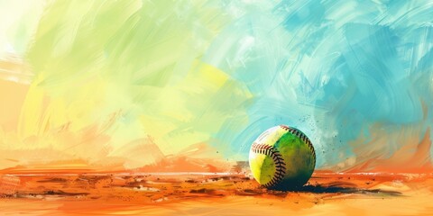 Softball on Plain Background. Sports Equipment Theme