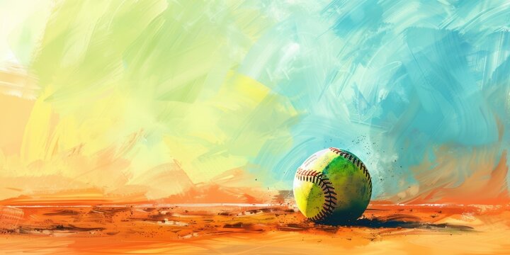 Softball on Plain Background. Sports Equipment Theme