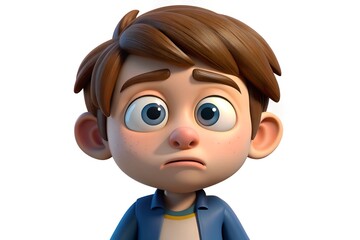 Obraz premium 3D Cartoon Boy with Worried Expression