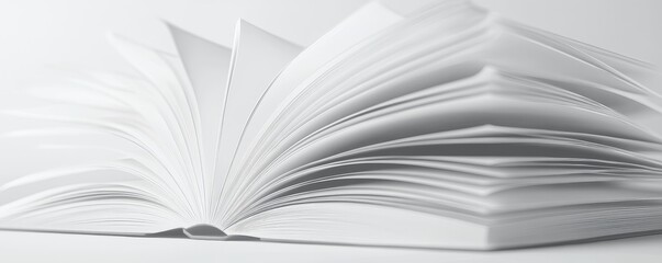 Open blank book with pages fanned out.