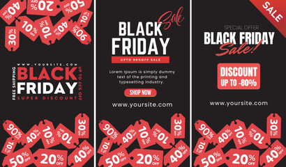 Black Friday Mega Discount Banner, Instagram Story, Whatsapp Status, Black Friday Advertisement Design Vector