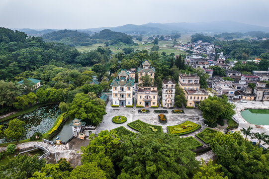 Aerial view of Kaiping City Park in Jiangmen City, Guangdong Province