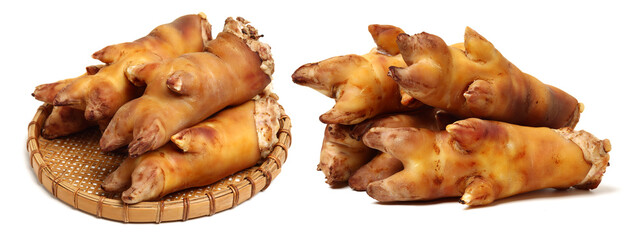 fresh pig trotter on white background 