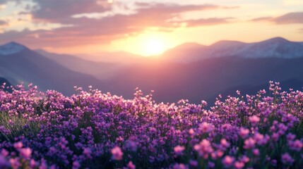 Obraz premium Sunset over Mountain Wildflowers