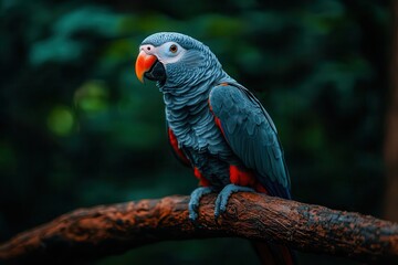 Obraz premium A charming gray parrot at the zoo.