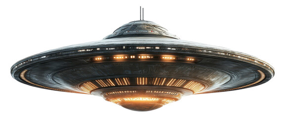 ufo alien ship isolated on transparent background
