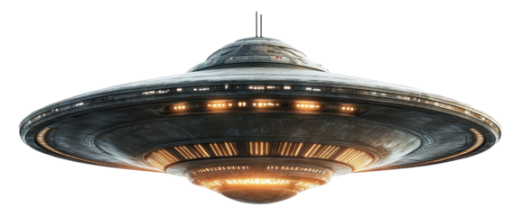 ufo alien ship isolated on transparent background