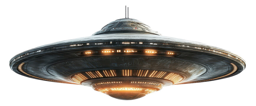 ufo alien ship isolated on transparent background