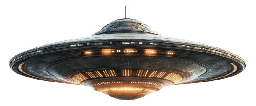 ufo alien ship isolated on transparent background