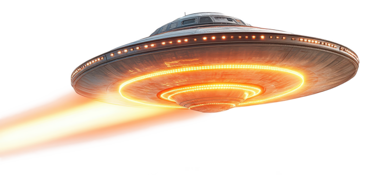 ufo alien ship isolated on transparent background