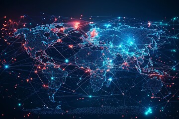 Global Digital Business Network Connection Illustration created with Generative AI
