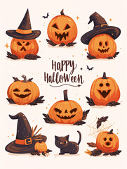 ハロウィンのイラストセット